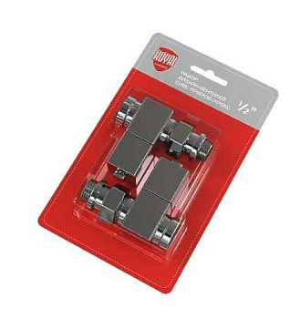 Набор дизайн-вентилей Cube прямой (хром) 1/2" Royal Thermo